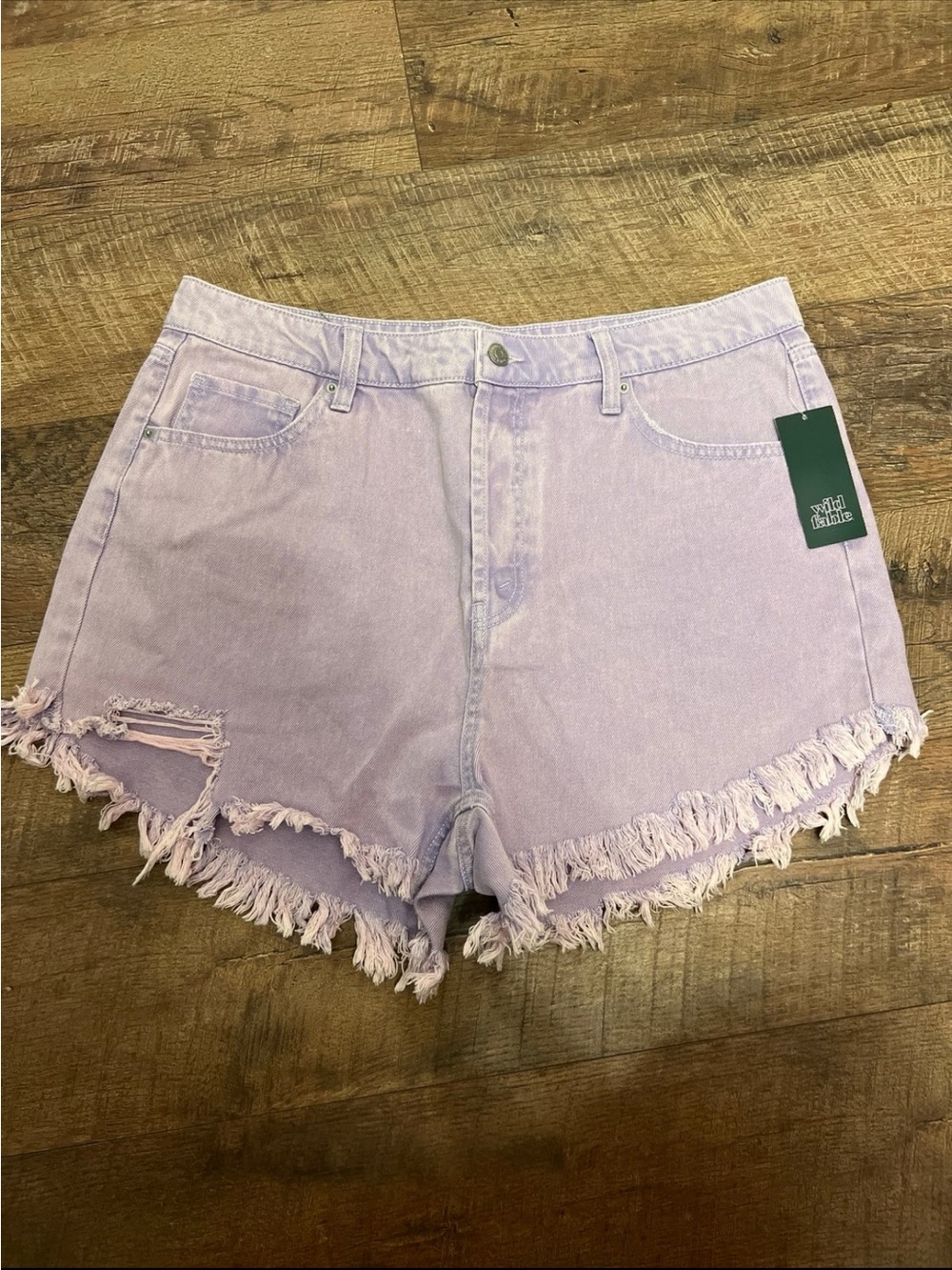 Wild Fable High-Waist Lavender Frayed Denim Shorts